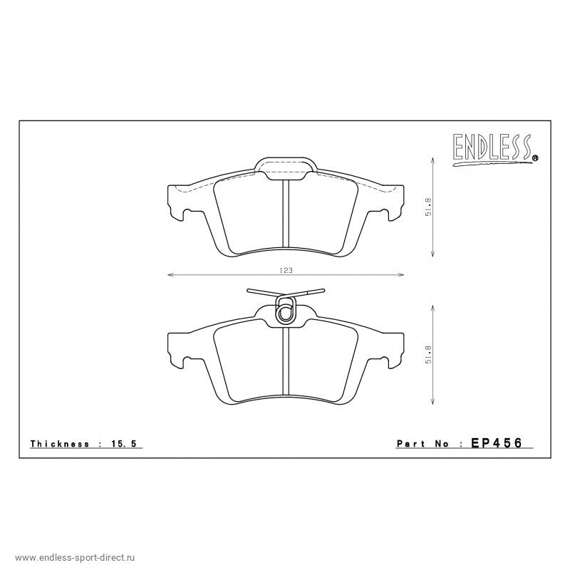 ENDLESS EP456SSY Rear brake pads MAZDA 3 (2.3L Turbo (MAZDA Speed) (07-12) Photo-0 