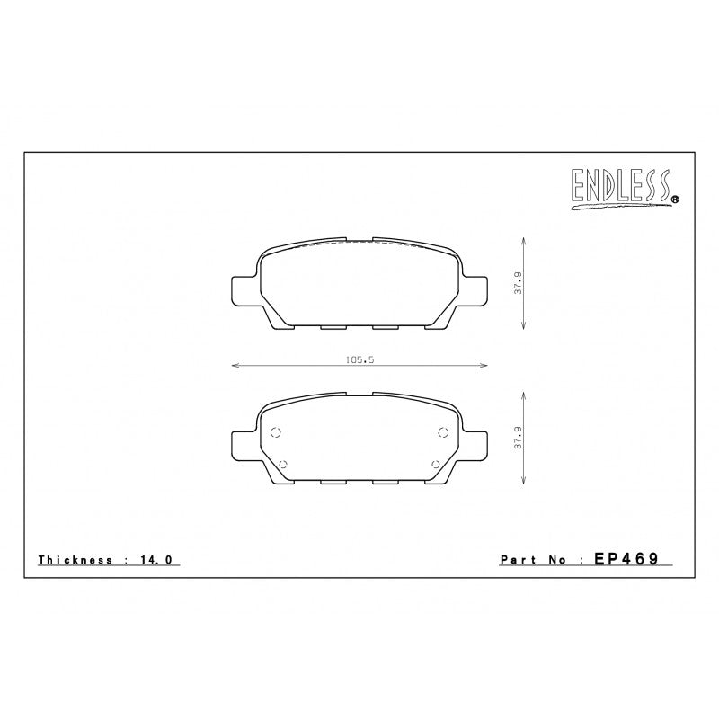ENDLESS EP469SSY Rear brake pads INFINITI G35 AWD/RWD/G35 ALL/G35/G37 AWD/RWD/M45/M35h/M37 Photo-0 