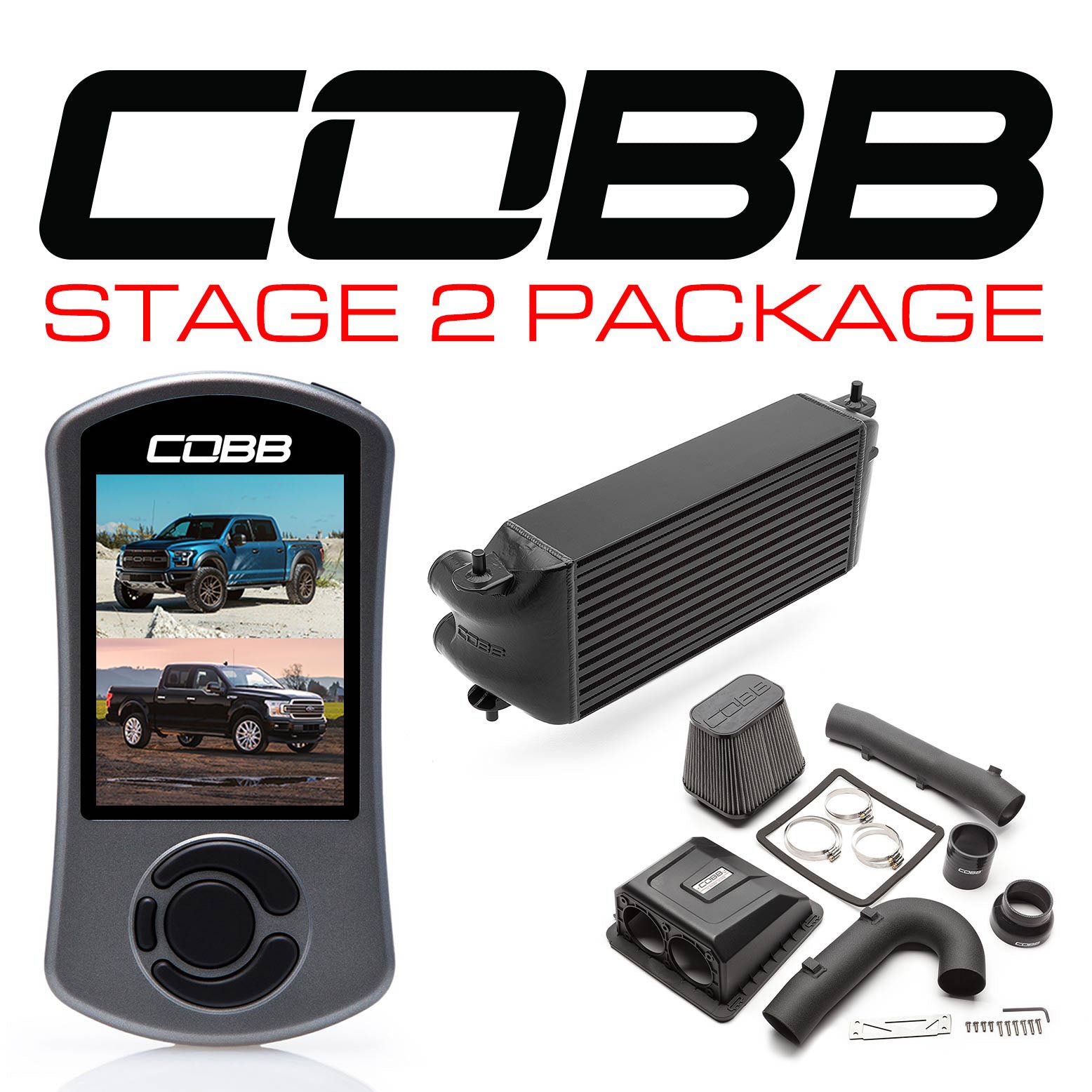 COBB FOR0050S20BK-TCM FORD Stage 2 Power Package Black with TCM F-150 Ecoboost Raptor / Limited Photo-0 