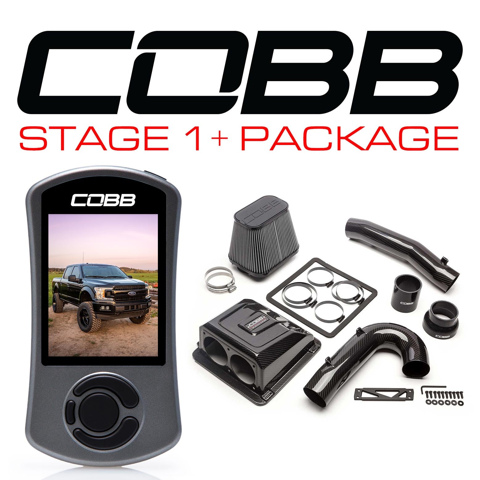 COBB FOR007001P-RED FORD Stage 1+ Redline Carbon Fiber Power Package F-150 Ecoboost 3.5L 2020 Photo-0 