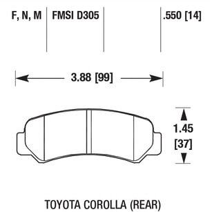 HAWK HB203N.550 Brake Pads HP Plus Rear TOYOTA Corolla GTX 1984-87 Photo-1 