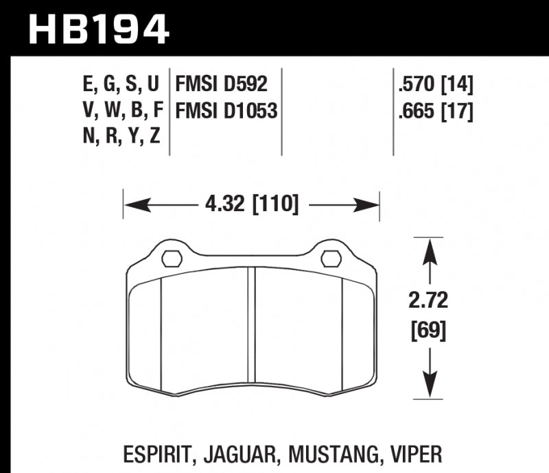 HAWK HB194B.570 Brake Pads HPS 5.0 Brembo 20.5187.30, 20.5272.12, 20.5272.22 Photo-0 