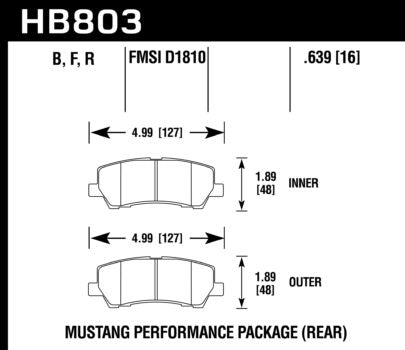 HAWK HB803B.639 Brake Padss HPS 5.0 Rear FORD Mustang EcoBoost/GT 2015-2019 Photo-0 