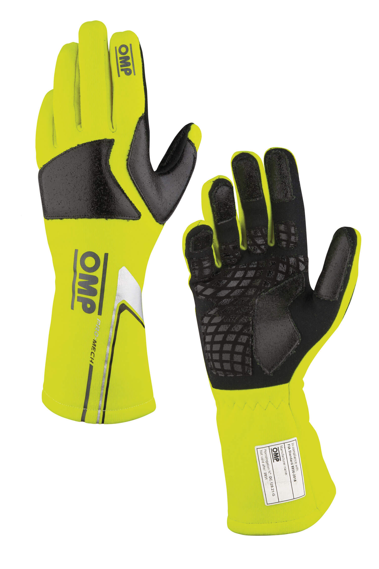OMP IB0-0758-C01-099-S (IB/758A/GF/S) PRO Mech-S Mechanics gloves, FIA 8856-2018, fluo yellow, size S Photo-0 