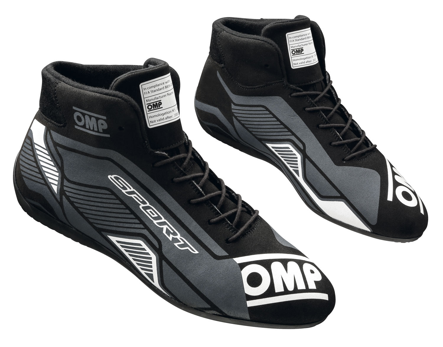 OMP IC0-0829-A01-076-42 (IC/82907642) SPORT MY2022 Racing Shoes, FIA 8856-2018, black/white, size 42 Photo-0 