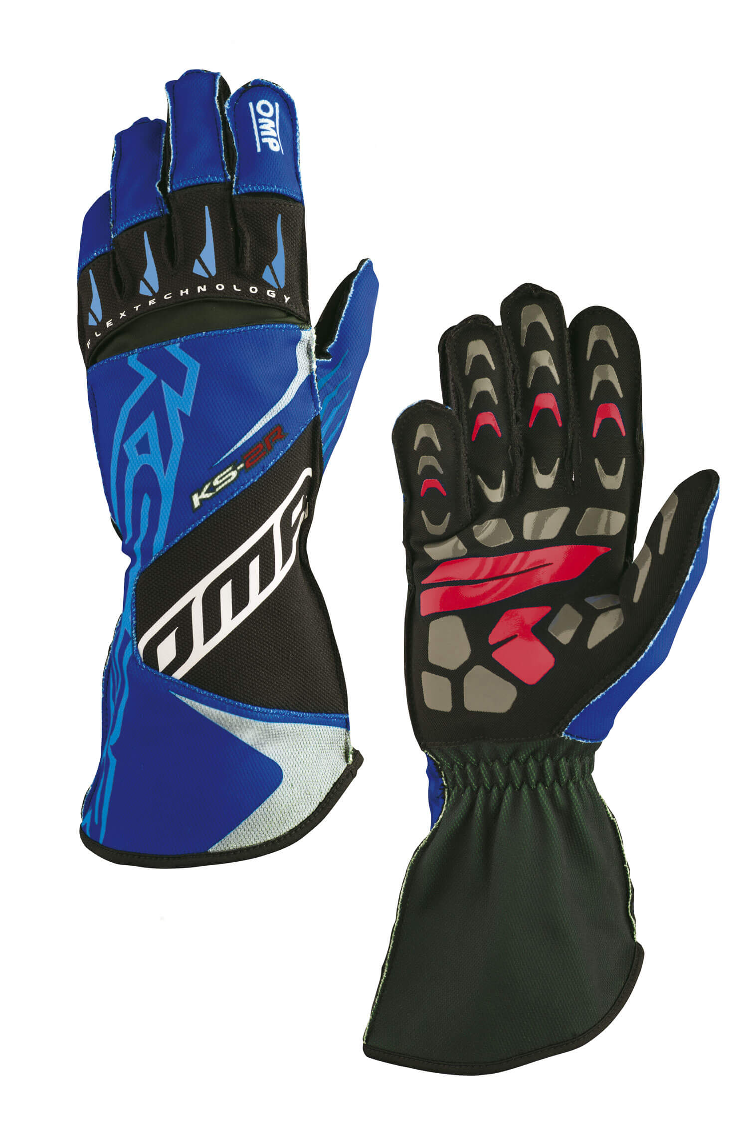 OMP KB0-2749-A01-242-XS Karting Gloves KS-2R MY2022 (for Kids), Navy Blue / Cyan, Size XS Photo-0 