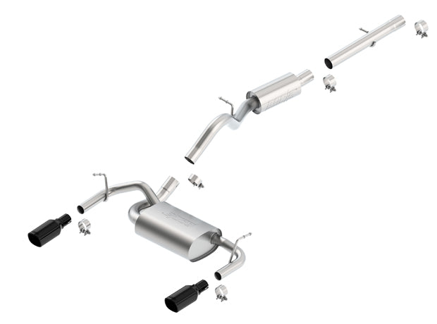 BORLA 140460BC Cat Back Exhaust System WRANGLER 2012- 3.6L 2-doors Black Chrome Tips Photo-0 