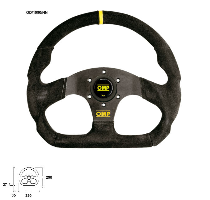 OMP OD0-1990-071 (OD/1990/NN) Steering wheel SUPERQUADRO, suede, black, diam.330mm, reach 0mm Photo-0 