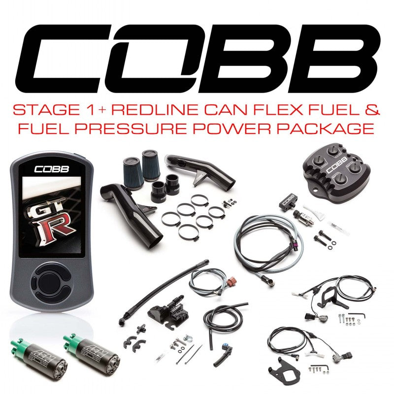 COBB NIS005011PCFFFP Power Package Stage 1+ Redline Carbon Fiber CAN Flex Fuel & Fuel Pressure for NISSAN GT-R (R35) 2008-2014 Photo-0 