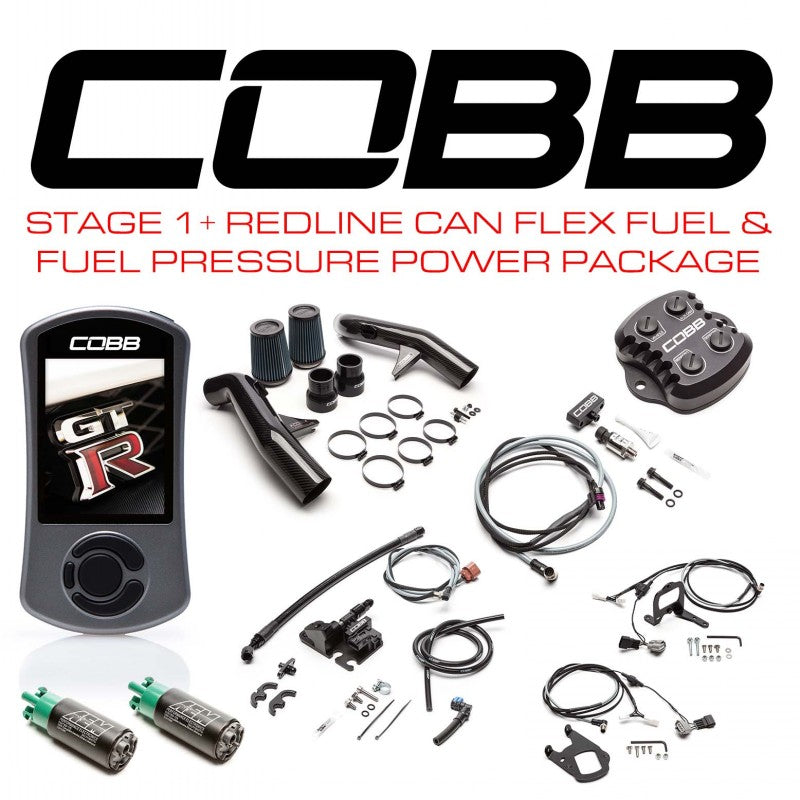 COBB NIS007011PCFFFP Power Package Stage 1+ Redline Carbon Fiber CAN Flex Fuel & Fuel Pressure for NISSAN GT-R (R35) 2015-2018 Photo-0 