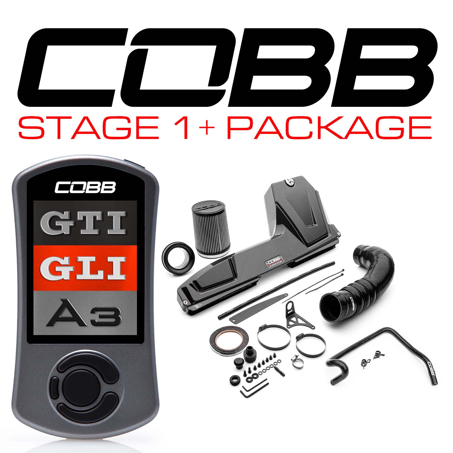 COBB VLK002011P-DSG-RED Stage 1 + Redline Carbon Fiber Power Package with DSG / S Tronic Flashing for VW (Mk7/Mk7.5) GTI, Jet Photo-0 