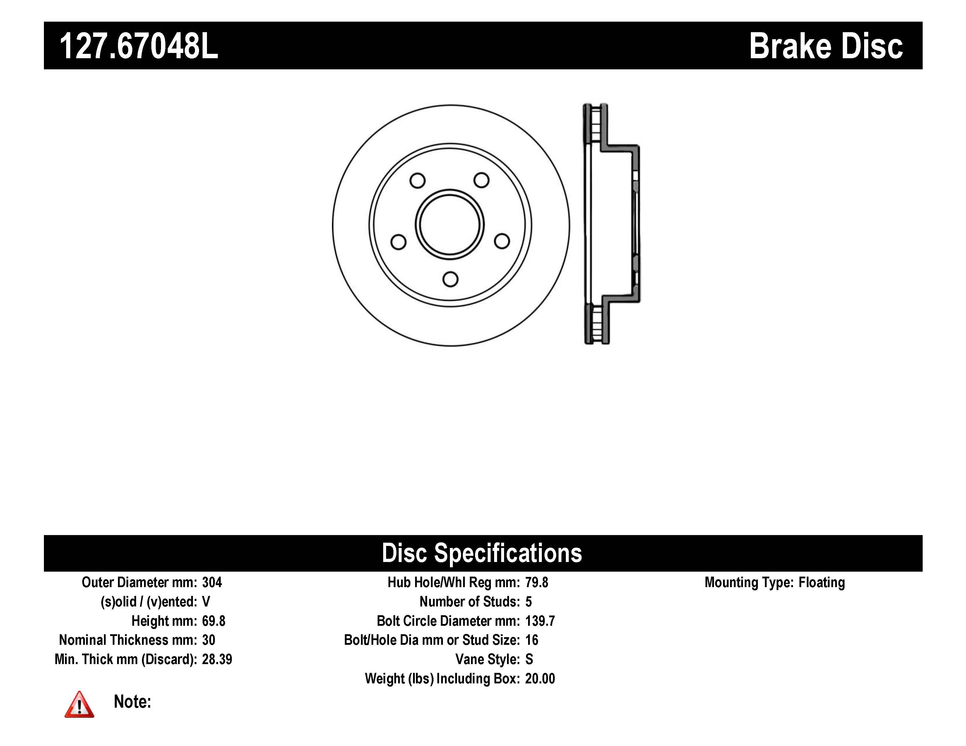 STOPTECH 127.67048L Front Sport Drilled & Slotted Rotor Left DODGE Ram 1500/Ramcharger 2000-2001 Photo-1 