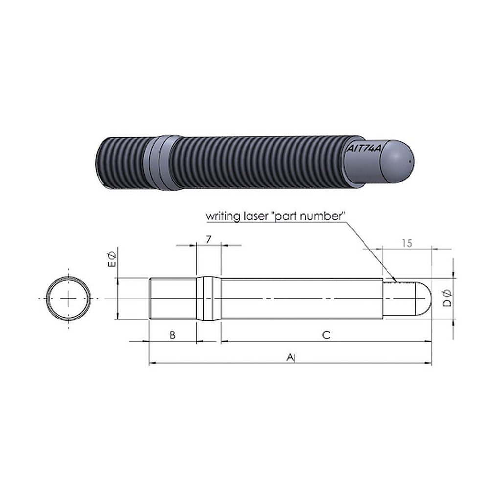 A.I.TECH AIT-102A Wheel stud 12x1,25 - 12x1,25 L.102 Photo-1 