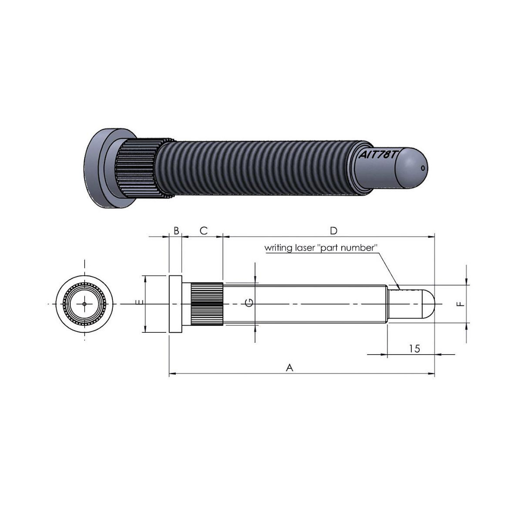 A.I.TECH AIT-71MZ Wheel stud 12x1,5 L.71 for MAZDA Photo-1 