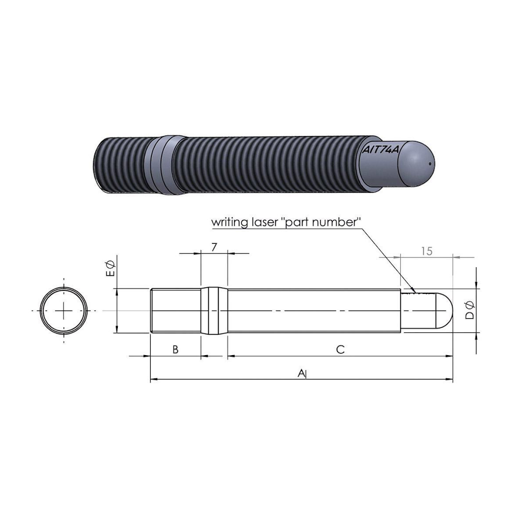 A.I.TECH AIT-102A.EX Wheel stud 12x1,25 - 12x1,25 L.102 Photo-1 