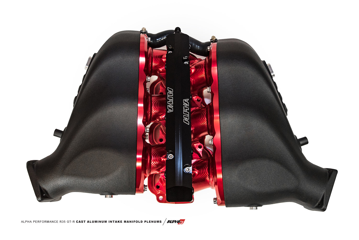 AMS ALP.07.08.0101-6 Billet Intake Manifold with Secondary Fuel Rail 12 Injector Clear Anodized for NISSAN GT-R (R35) Photo-0 