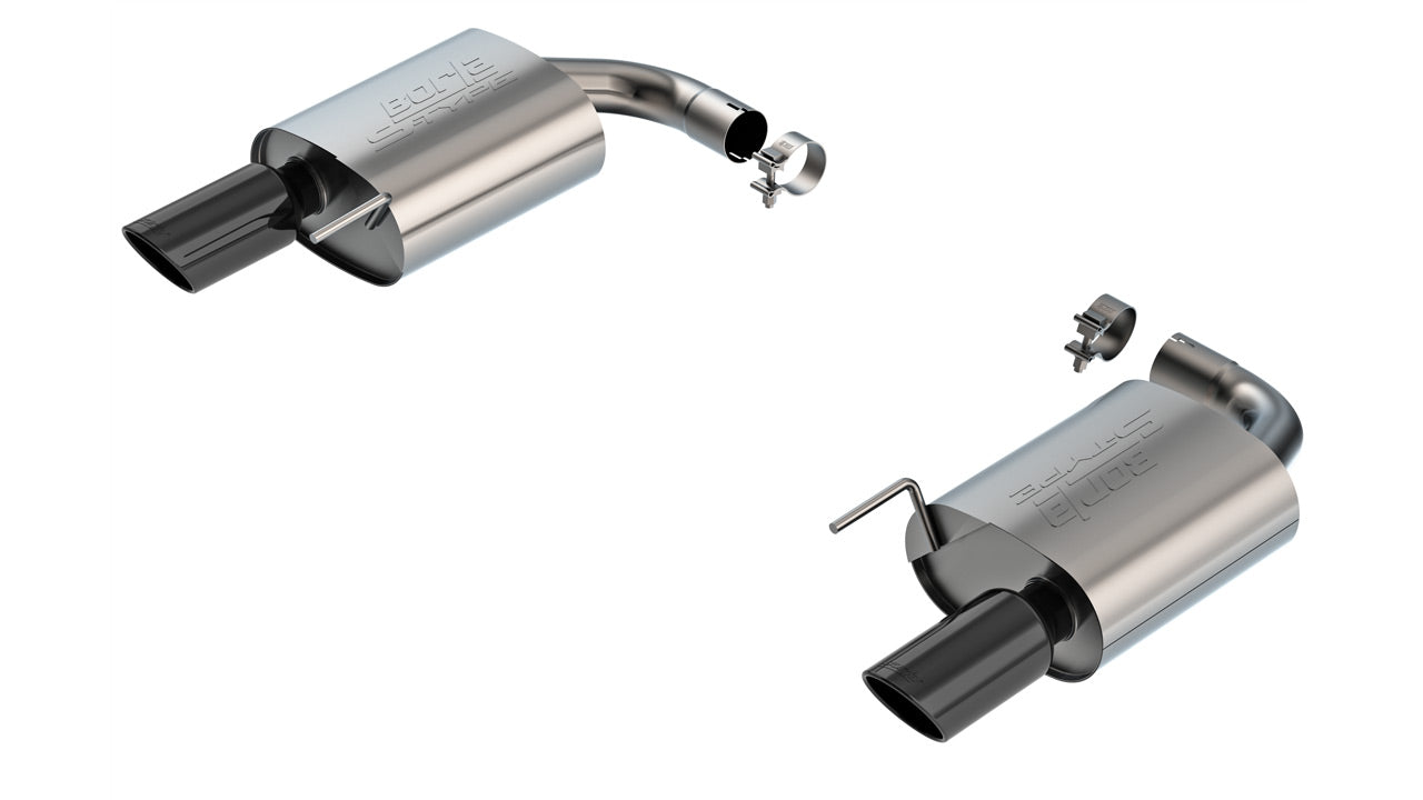 BORLA 11983BC Exhaust system Axle-Back S-type 2.5" S RD RL AC BC SR Tip 4" RD X 9.75" Black chrome (Non-active exhaust) for FORD Mustang GT 5.0L V8 2024 Photo-0 