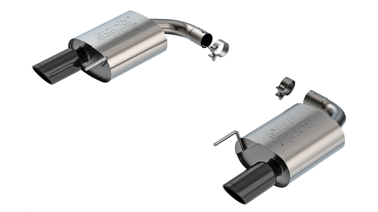 BORLA 11984BC Exhaust system Axle-Back ATAK 2.5" S RD RL AC BC SR Tip 4" RD X 9.75" Black chrome (Non-active exhaust) for FORD Mustang GT 5.0L V8 2024 Photo-0 