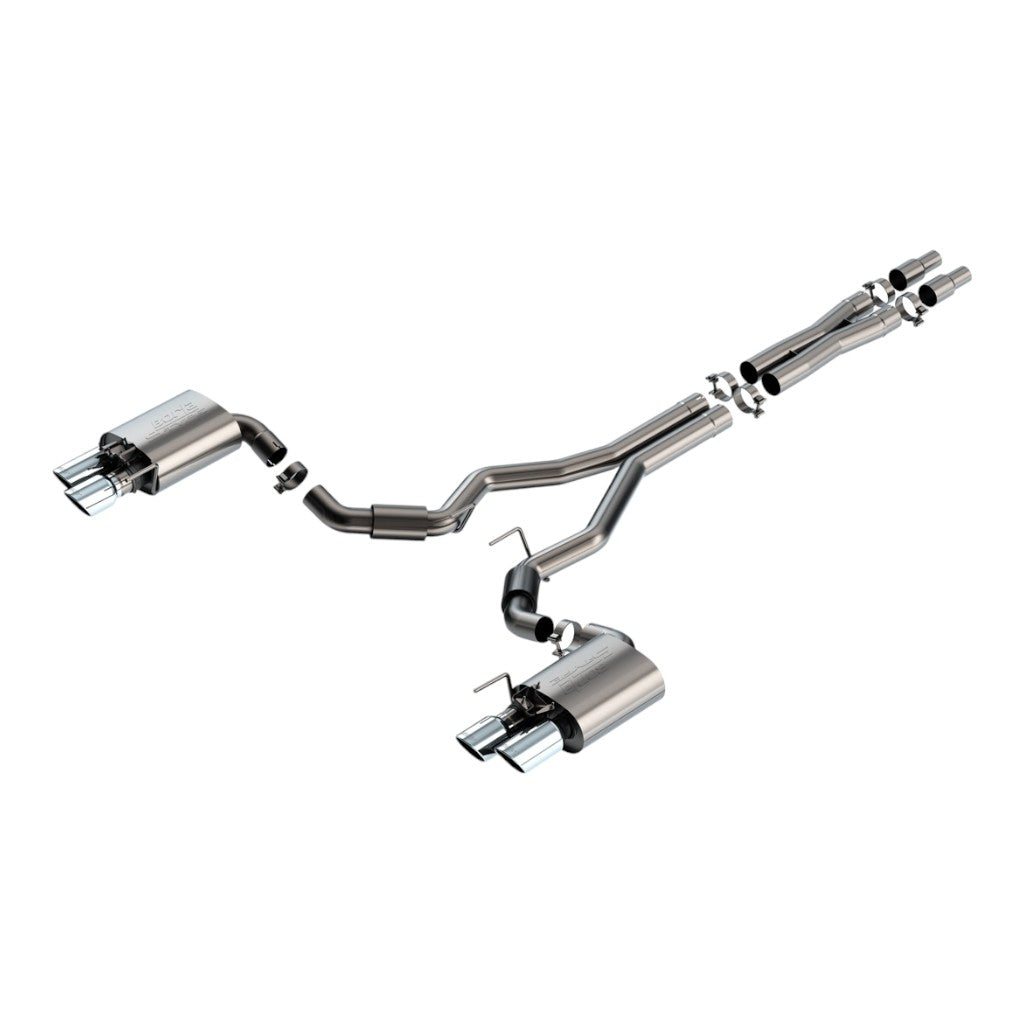 BORLA 140962 Cat-Back Exhaust 3", S-Type (4" Bright Chrome Tips) for FORD Mustang GT 5.0L V8 2024- Photo-0 