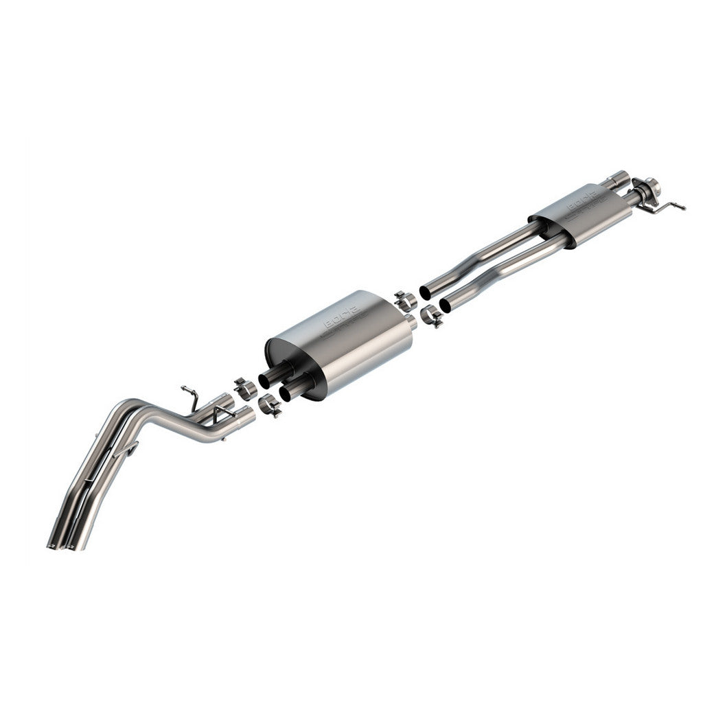 BORLA 140972 Exhaust System Cat-Back 2.25", S-Type (2.38" Bright Chrome Tips) for FORD Ranger 2.7L 4WD 2024- Photo-0 