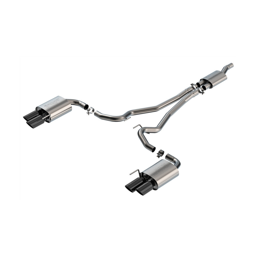 BORLA 140981BC Cat-Back Exhaust System 2.50" S-Type (4" Black Chrome Tips) for FORD Mustang 2.3L EcoBoost 2024 Photo-0 