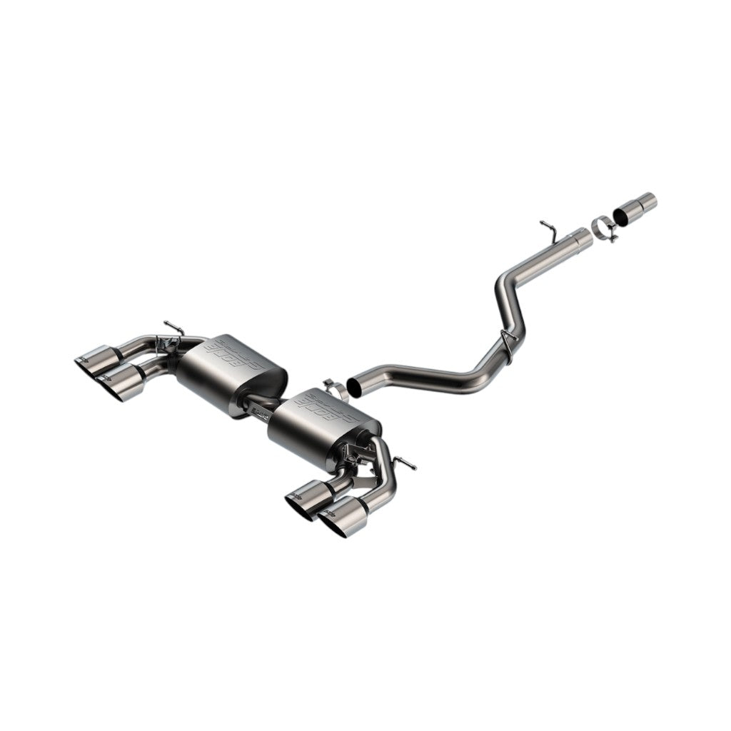BORLA 141029SB Cat-Back Exhaust 3", 2.50", S-Type (4.5" Brushed Stainless Tips) for VW Golf R (Mk8) 2022-2025 Photo-0 