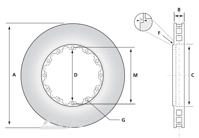 PFC 380.34.0054.461 Front Right Brake Disc Slotted for PORSCHE 991 GT3 Cup / Cayman GT4 Clubsport Photo-0 