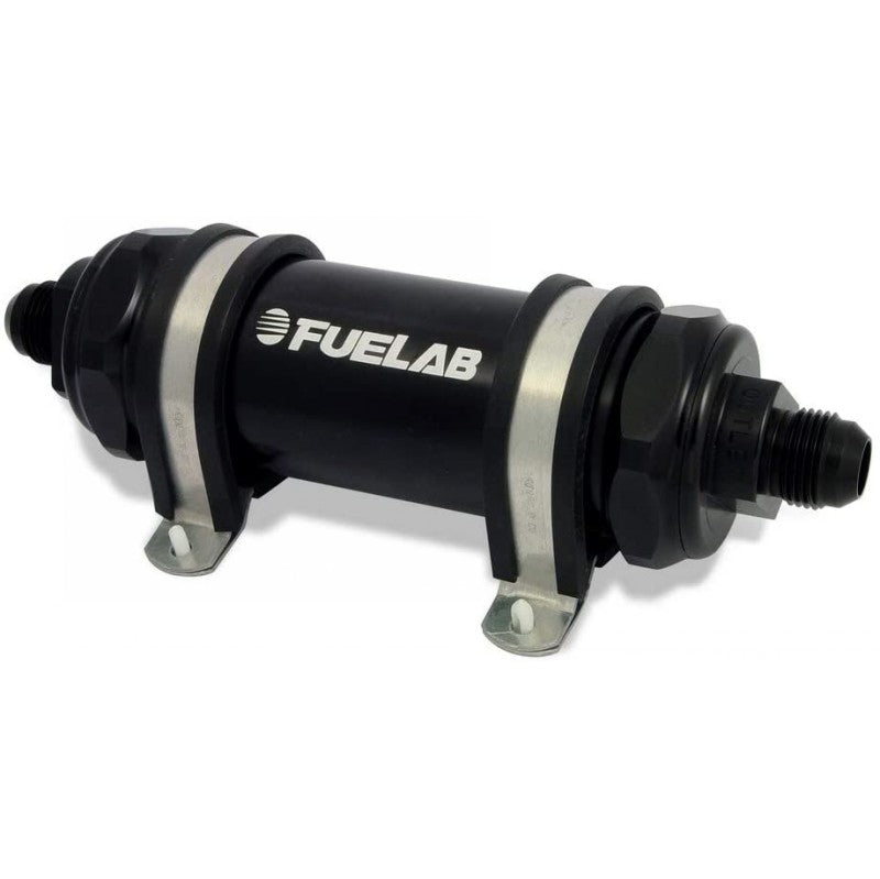 FUELAB 82813-1 In-Line Fuel Filter (10AN in/out, 5 inch 40 micron stainless steel element) Black Photo-0 