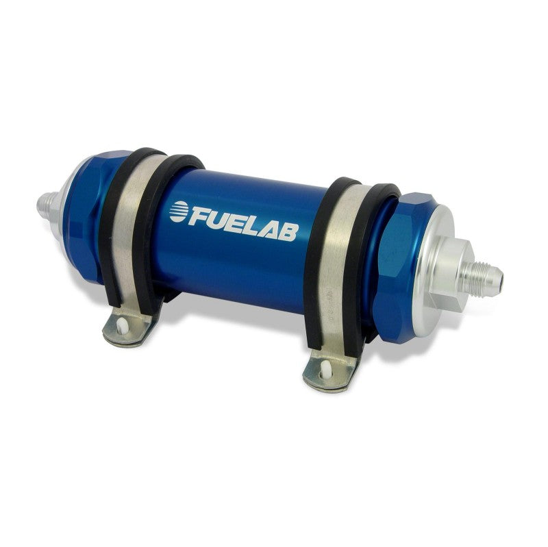 FUELAB 82822-3 In-Line Fuel Filter (8AN in/out, 5 inch 100 micron stainless steel element) Blue Photo-0 