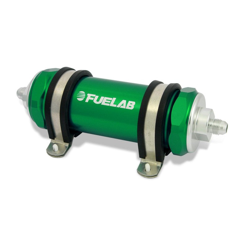 FUELAB 85811-6 In-Line Fuel Filter With Check Valve (8AN in/out, 5 inch 40 micron stainless steel element) Green Photo-0 