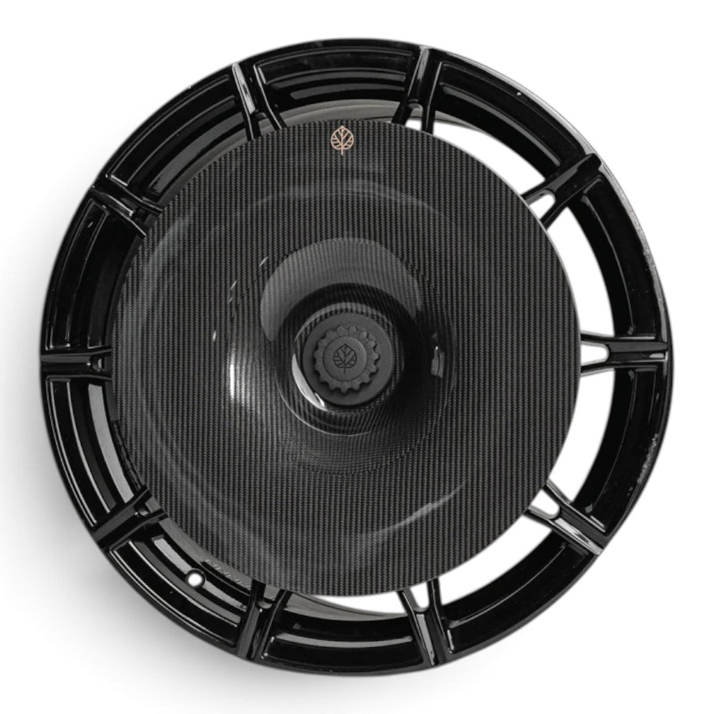GOLD LEAF ADEVO-G8X-826M-GL-CD Wheel Covers Aero Disc EVO (Carbon / Gloss / Custom Decal) for BMW M3 (G80) / M4 (G82) Style 826 M Wheels Photo-1 
