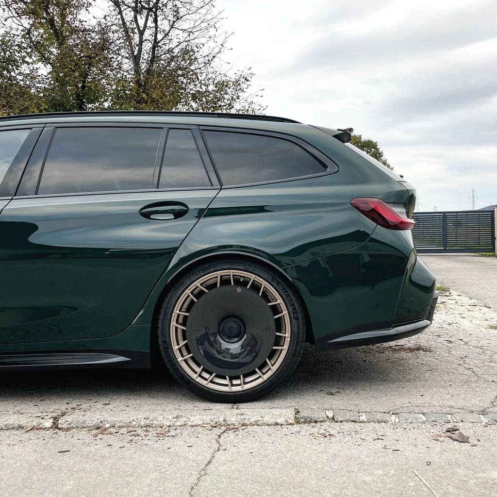 GOLD LEAF ADEVO-G8X-827M-GL-CD Wheel Covers Aero Disc EVO (Carbon / Gloss / Custom Decal) for BMW M3 (G80) / M4 (G82) Style 827 M Wheels Photo-7 