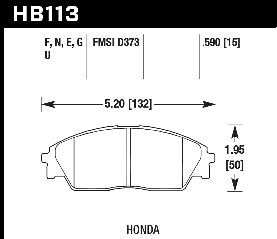 HAWK HB113D.590 Front Brake Pads ER-1 Endurance Racing for HONDA Civic RT 1.6L 1991 Photo-1 