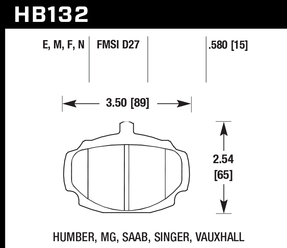 HAWK HB132D.580 Front Brake Pads ER-1 Endurance Racing for MG B GT 1.8 1973-1980 Photo-1 