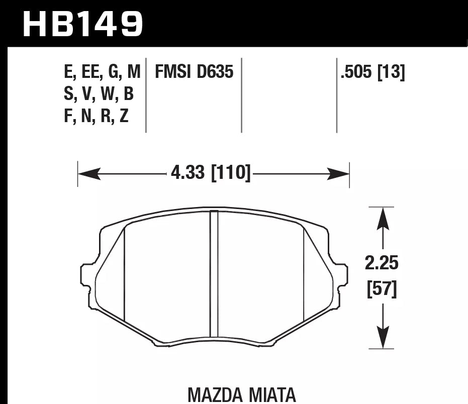 HAWK HB149D.505 Front Brake Pads ER-1 Endurance Racing for MAZDA Miata Base 1.8L 1994-2005 Photo-1 