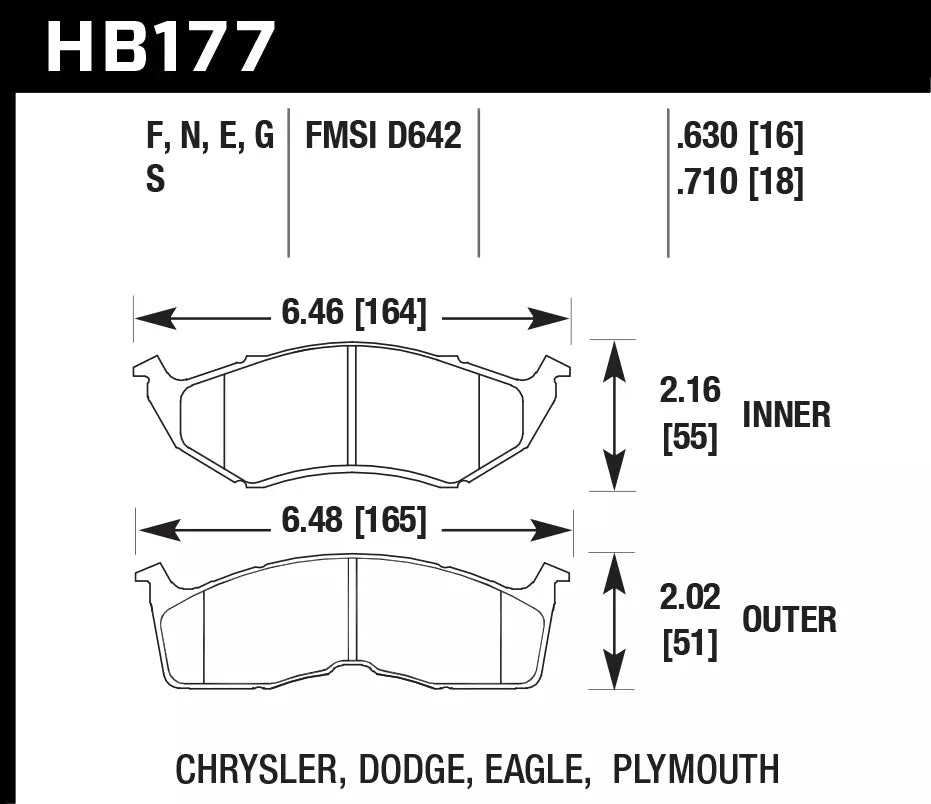 HAWK HB177D.630 Brake Pads ER-1 Endurance Racing for CHRYSLER Neon 1st Gen 1994-1999 Photo-1 