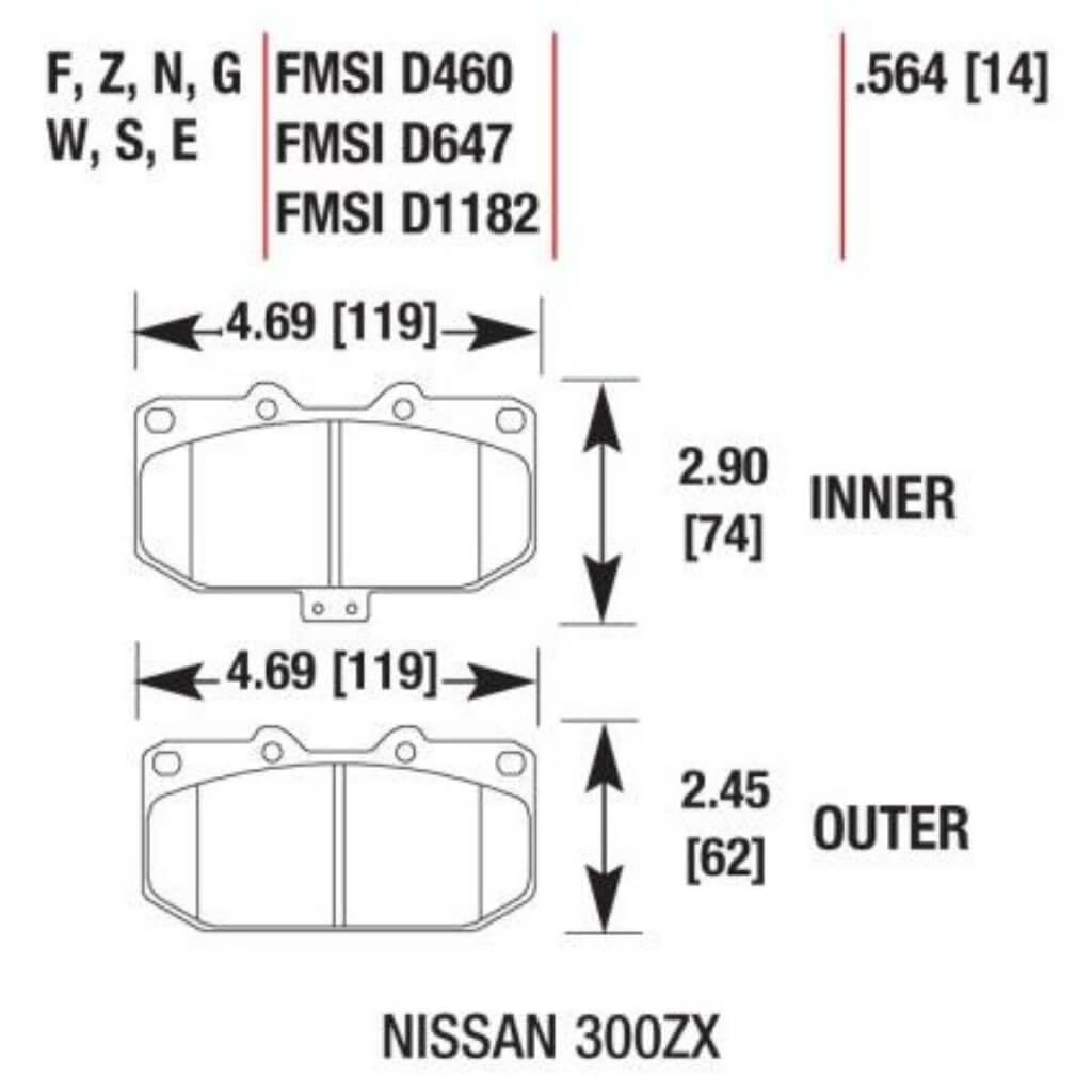 HAWK HB178F.564 Front Brake Pads HPS for SUBARU Impreza WRX / NISSAN 300 ZX Photo-1 