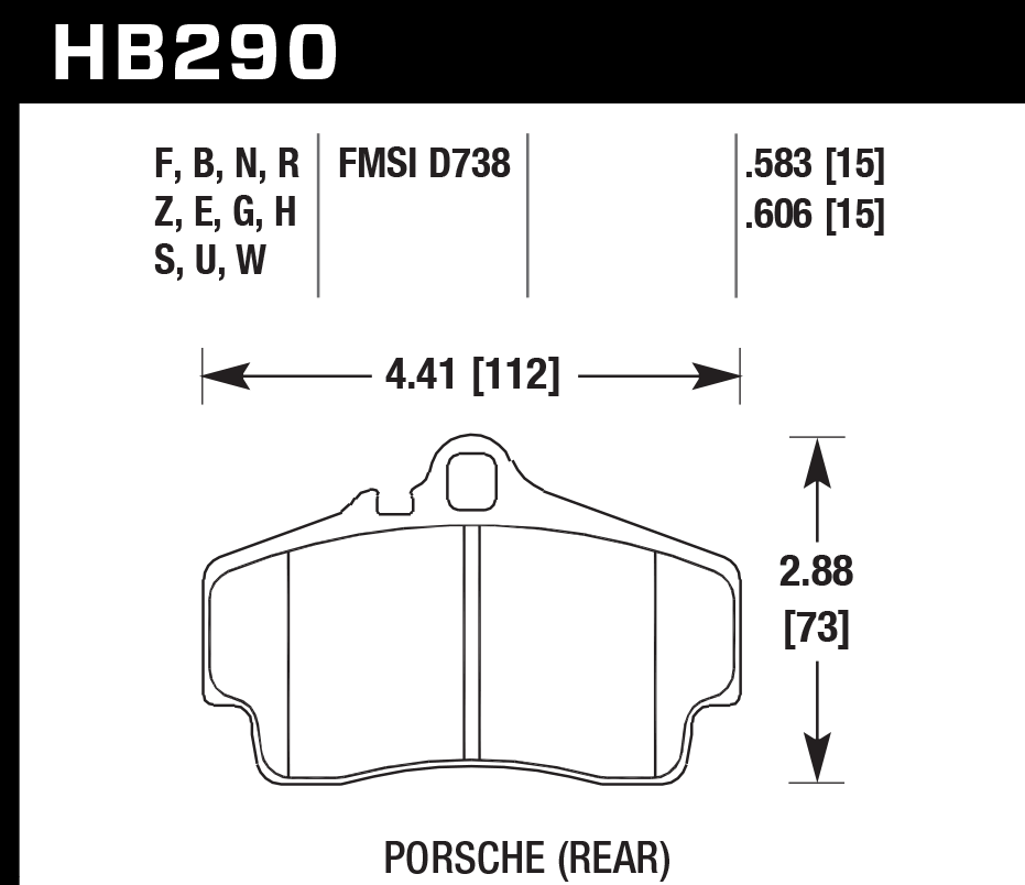 HAWK HB290D.606 Rear Brake Pads ER-1 Endurance Racing for PORSCHE Boxster Base 2.5L 4 1997-1999 Photo-1 