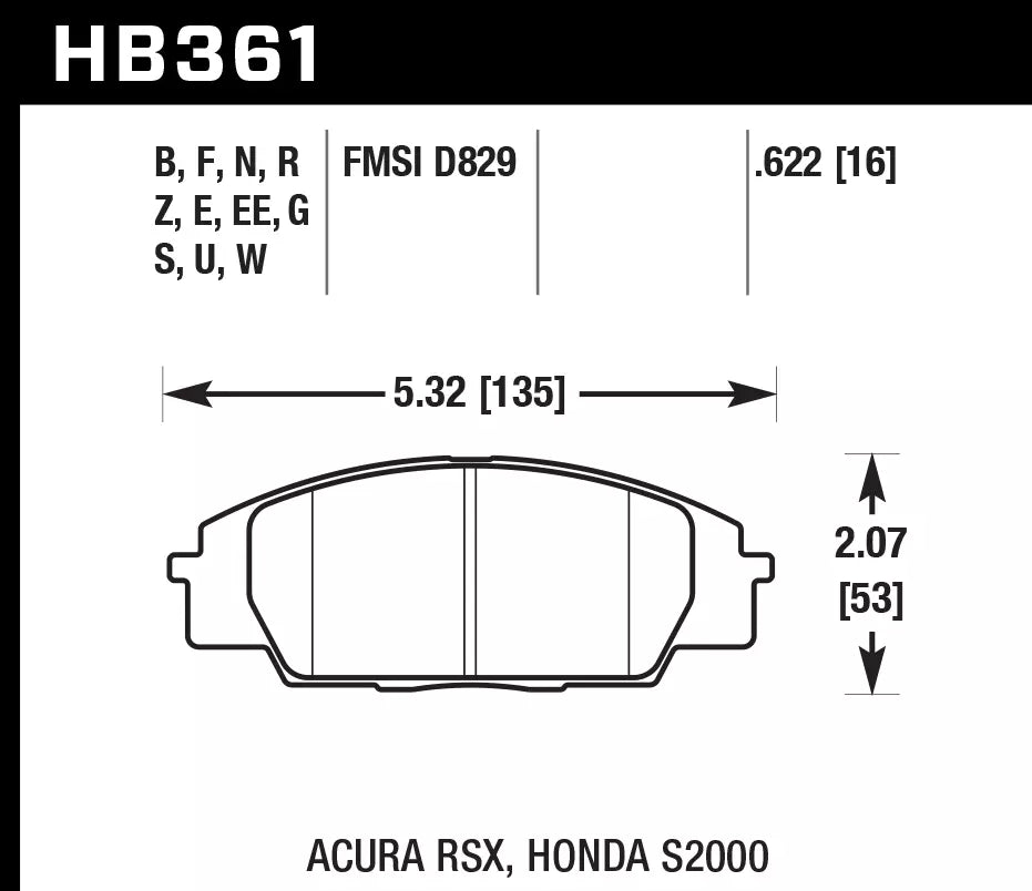 HAWK HB361D.622 Front Brake Pads ER-1 Endurance Racing for HONDA S2000 1999-2009 Photo-1 