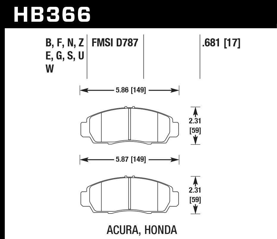 HAWK HB366D.681 Front Brake Pads ER-1 Endurance Racing for HONDA Civic 7th Gen 2001-2005 Photo-1 