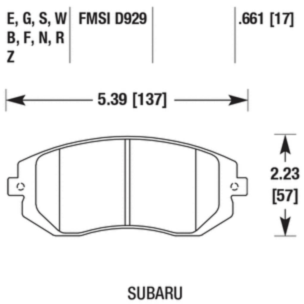 HAWK HB432F.661 Front Brake Pads HPS for SUBARU Impreza WRX 2007-2008 / Legacy 2002-2012 Photo-4 