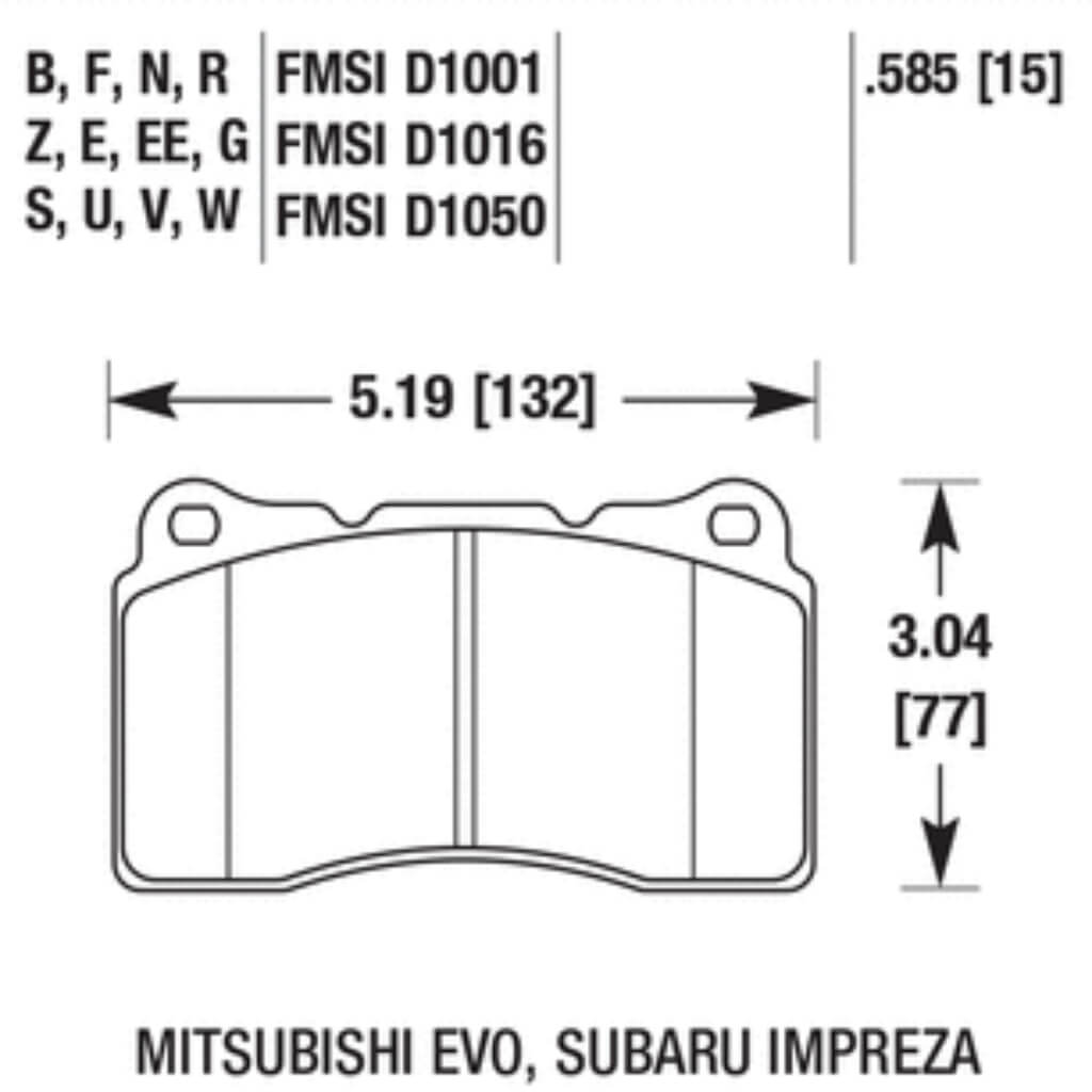 HAWK HB453F.585 Front Brake Pads HPS for SUBARU Impreza WRX STI 2004-2015 / MITSUBISHI Lancer EVO 5-10 2003-2014 Photo-2 