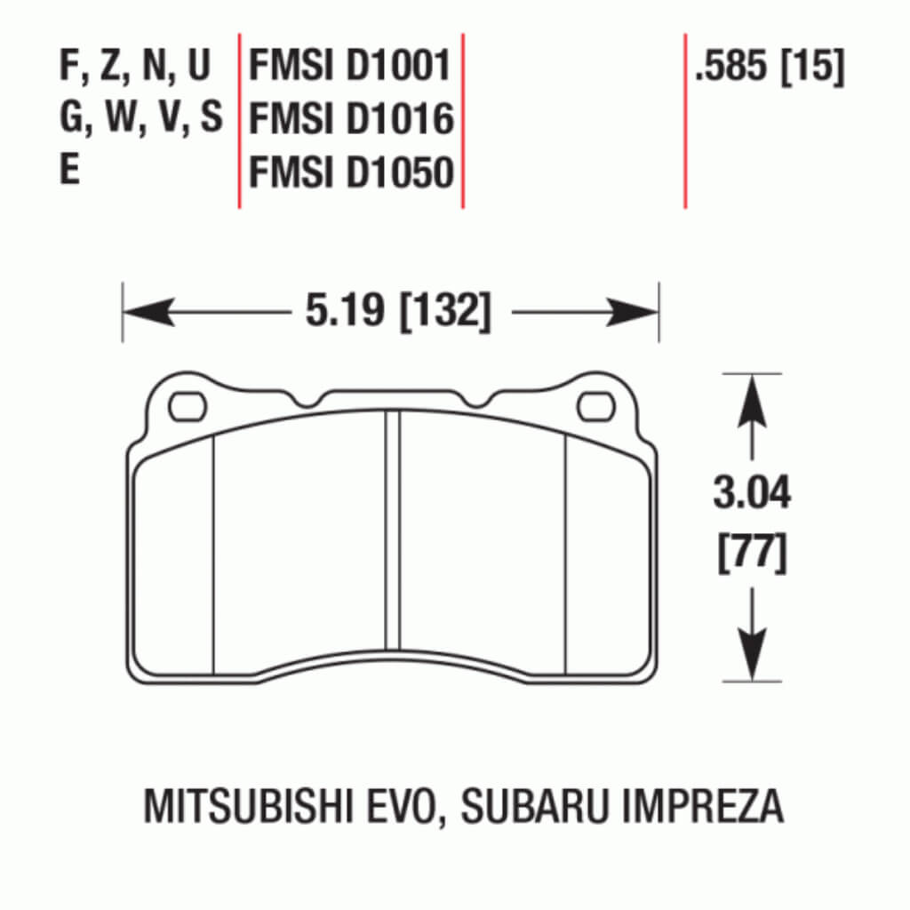 HAWK HB453N.585 Front Brake Pads HP+ for SUBARU Impreza WRX STI 2006-2015 / TOYOTA (GT86 / GR86) / MITSUBISHI Lancer EVO 2003-2014 Photo-4 