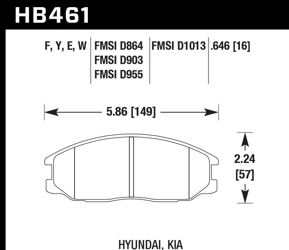 HAWK HB461D.646 Front Brake Pads ER-1 Endurance Racing for HYUNDAI Santa Fe Base 2.4L 2003-2004 Photo-1 