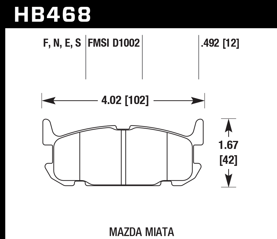 HAWK HB468D.492 Rear Brake Pads ER-1 Endurance Racing for MAZDA Miata Sport 2001-2005 Photo-1 