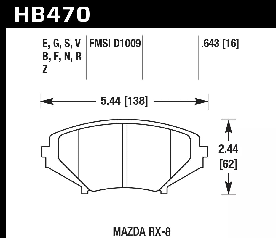 HAWK HB470D.643 Front Brake Pads ER-1 Endurance Racing for MAZDA RX-8 Sport 1.3L 2009-2011 Photo-1 