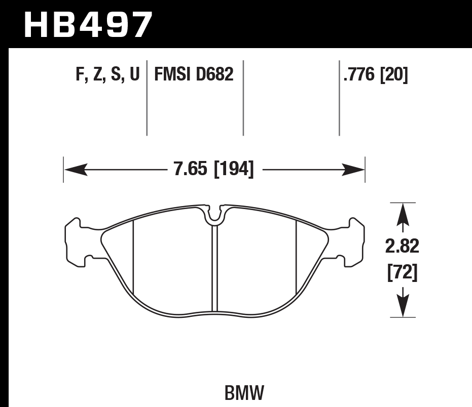 HAWK HB497D.776 Front Brake Pads ER-1 Endurance Racing for VOLKSWAGEN Golf R32 3.2L 2004/ BMW Z8 Base 5.0L 2000-2003 Photo-1 