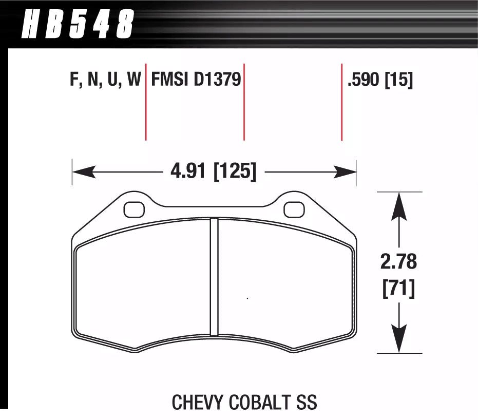 HAWK HB548D.510 Front Brake Pads ER-1 Endurance Racing for CHEVROLET Cobalt SS 2008-2010/ MAZDA MX-5 Miata Club 2.0L 2016-2020 Photo-1 