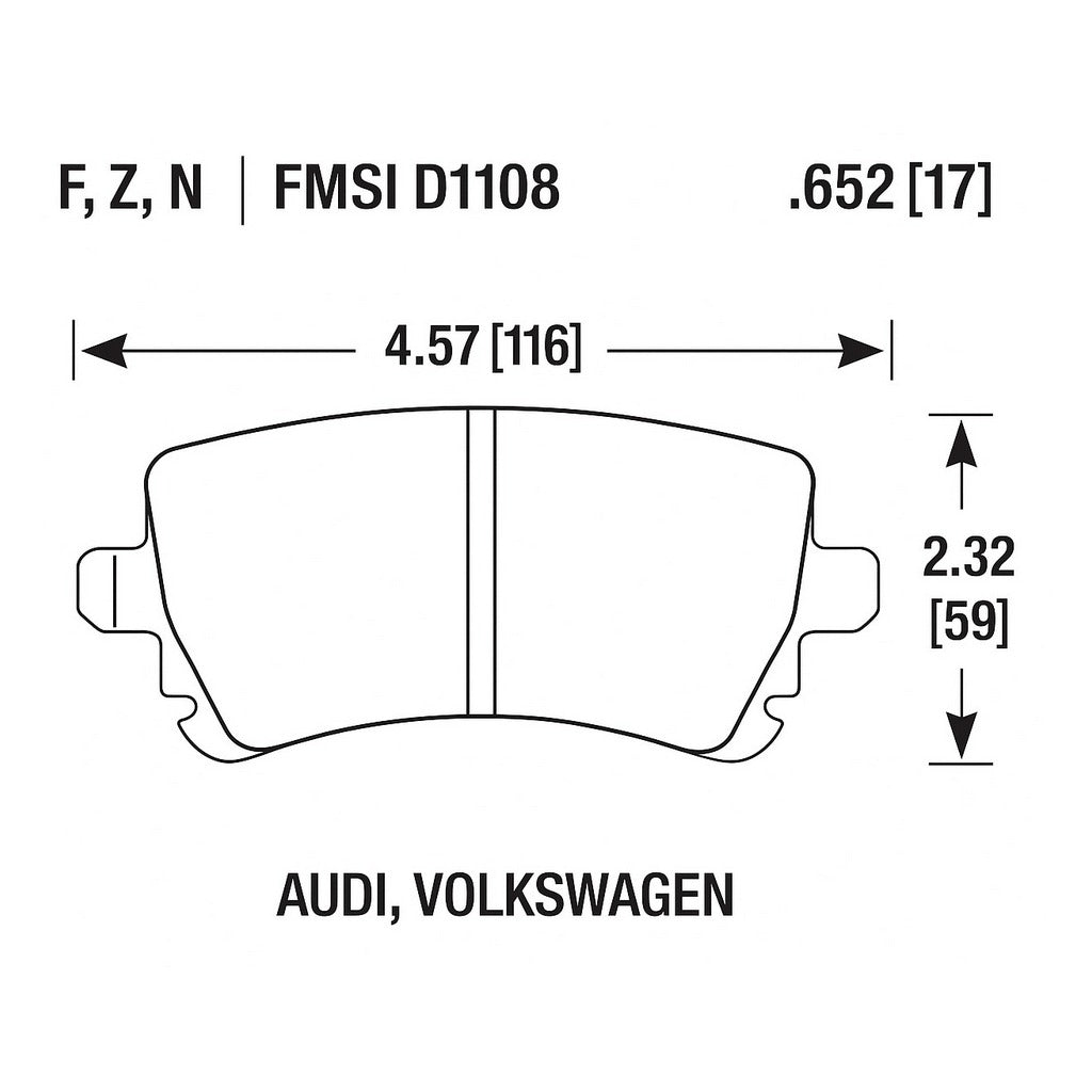 HAWK HB553Z.652 Rear Brake Pads Performance Ceramic for AUDI RS4 (B7) / RS6 (C5) Photo-1 