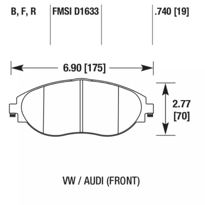 HAWK HB779B.740 Front Brake Pads HPS 5.0 for AUDI TT 2014-2023 / AUDI S3 2012-2020 / VW Golf (R / GTI) 2012+ Photo-2 